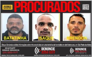 Disque Denúncia divulga cartaz para prender três suspeitos de tentativa de homicídio em São Pedro da Aldeia