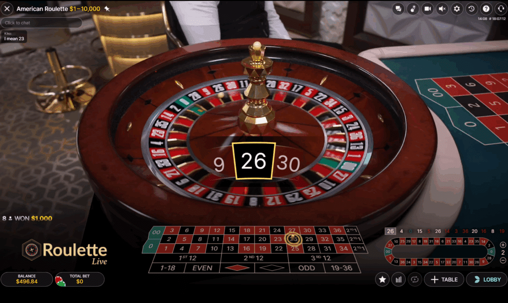 Table de jeu de roulette de casino en ligne